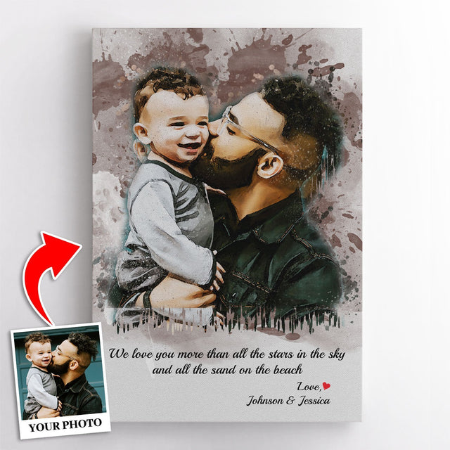 Custom Portrait From Photo, Watercolor Painting Canvas Wall Art