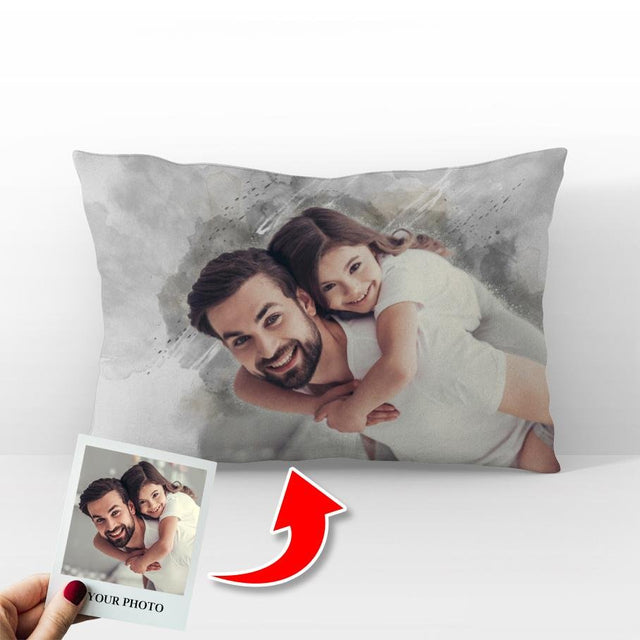 Custom Portrait From Photo, Watercolor, Pillow