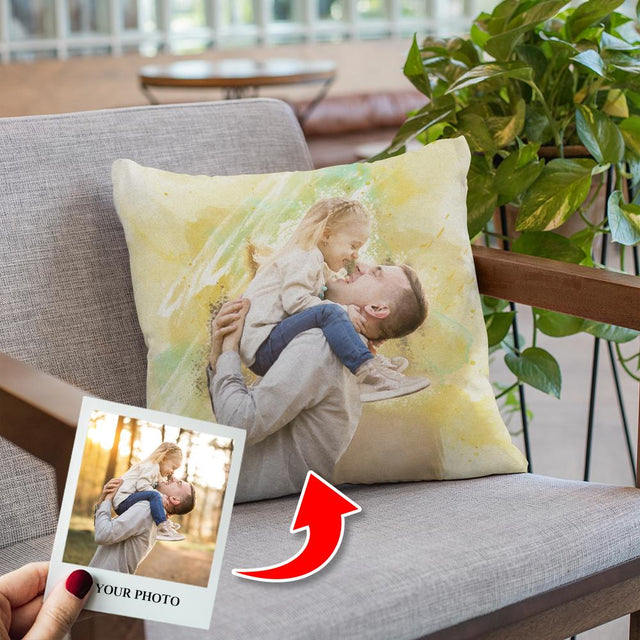 Custom Portrait From Photo, Watercolor, Pillow