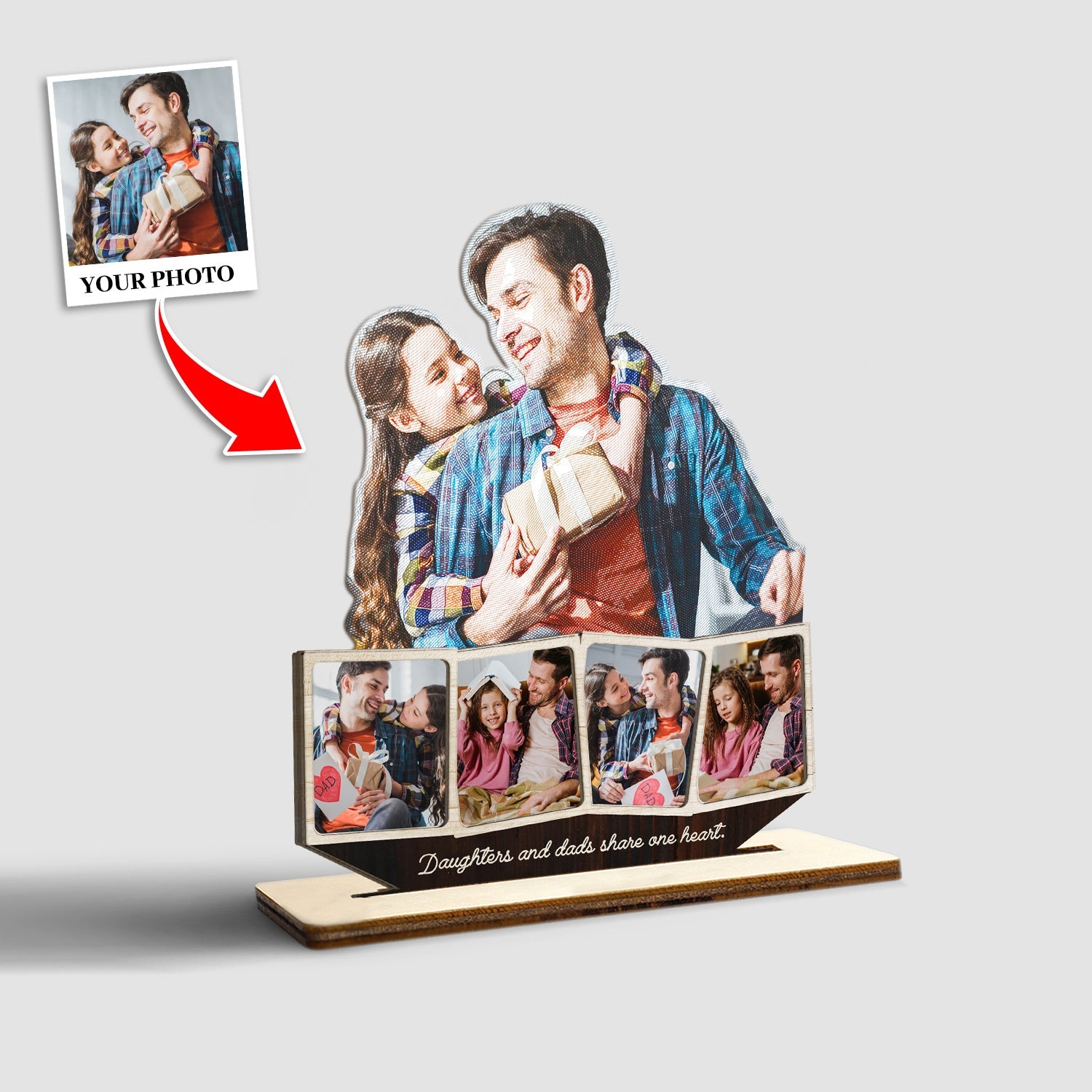 Custom Portrait From Photo, Wooden Plaque 3 Layers, Personalized Name And Text