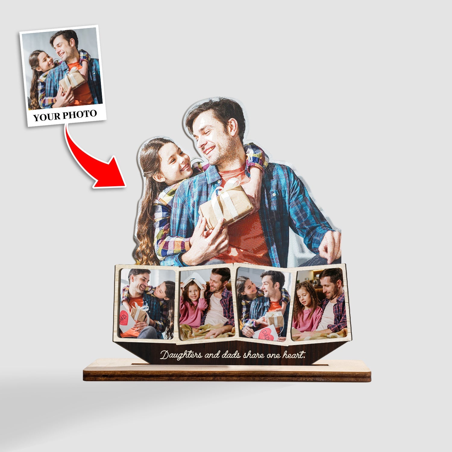 Custom Portrait From Photo, Wooden Plaque 3 Layers, Personalized Name And Text