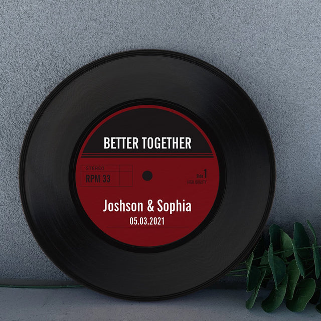 Custom Round Sign, Personalized Name And Text, Red Vinyl