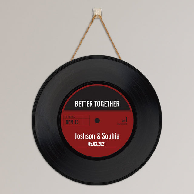 Custom Round Sign, Personalized Name And Text, Red Vinyl