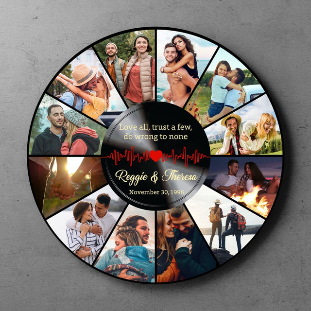 Custom Round Sign, Personalized Photo And Text, Vinyl Record