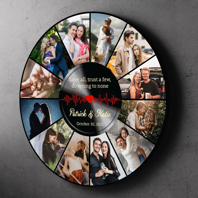 Custom Round Sign, Personalized Photo And Text, Vinyl Record