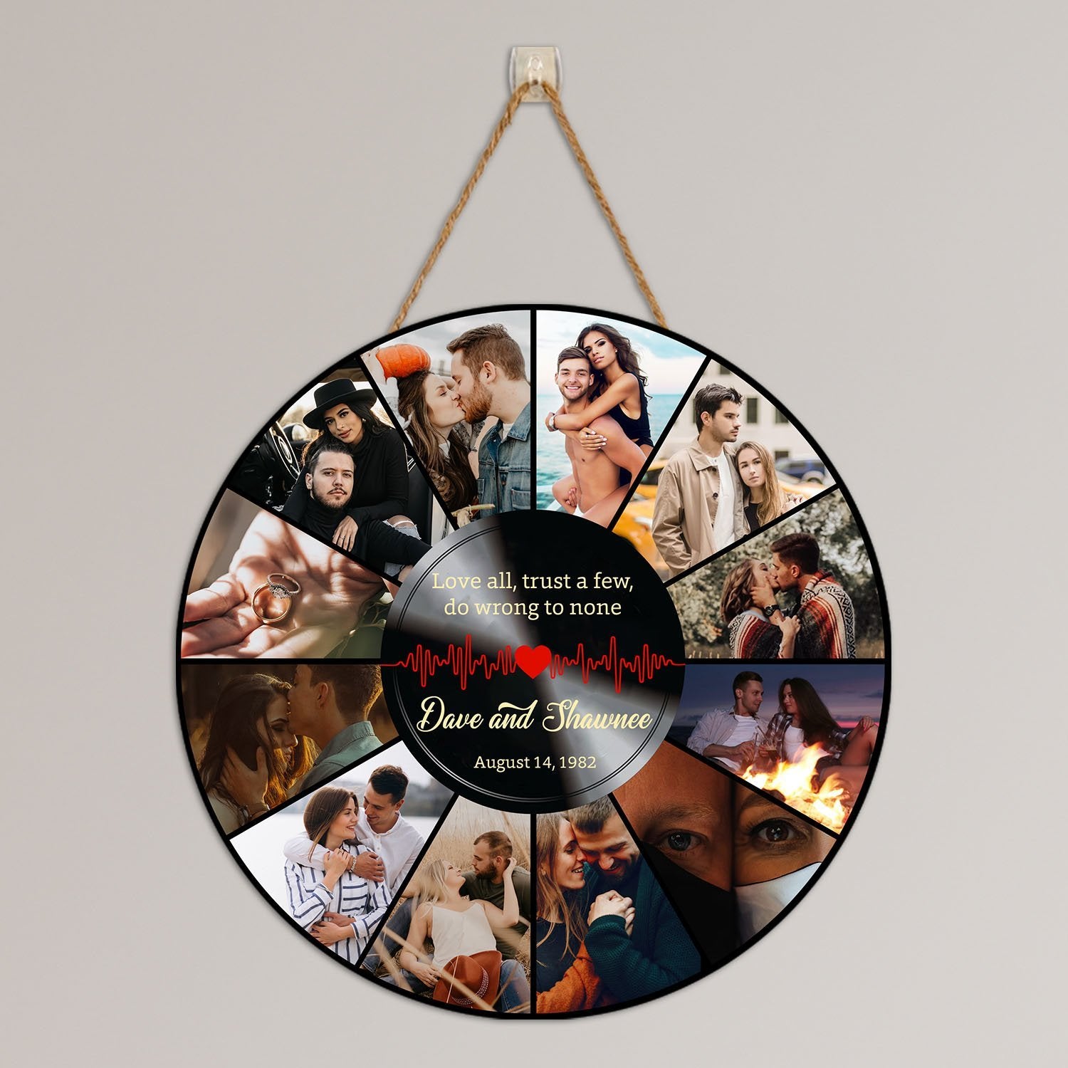 Custom Round Sign, Personalized Photo And Text, Vinyl Record