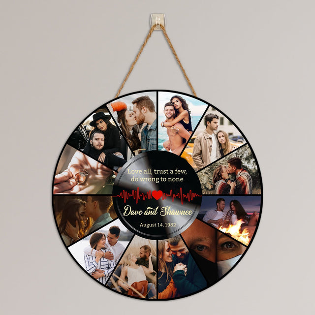 Custom Round Sign, Personalized Photo And Text, Vinyl Record