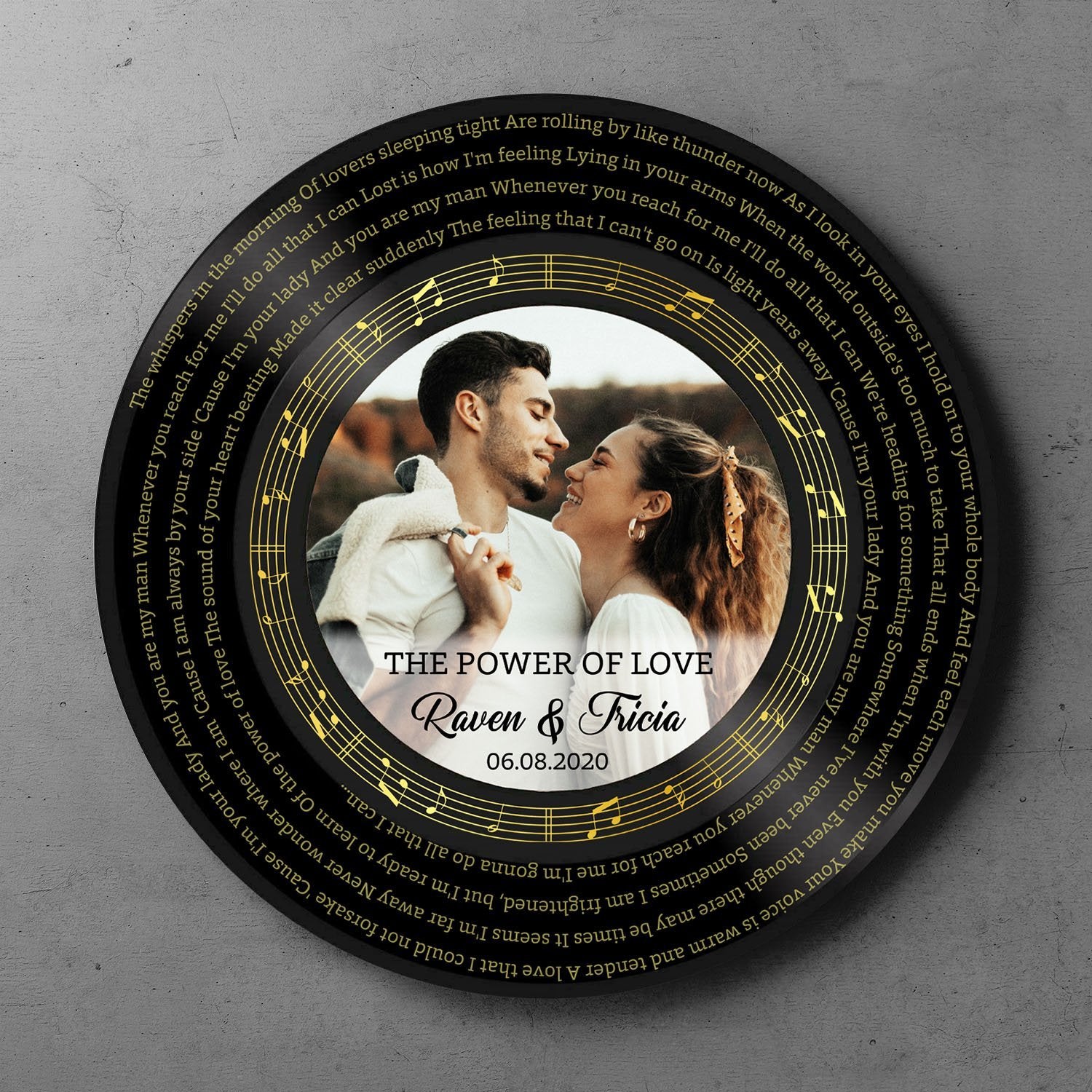 Custom Round Sign, Personalized Song Lyrics, Photo And Text, Vinyl Record