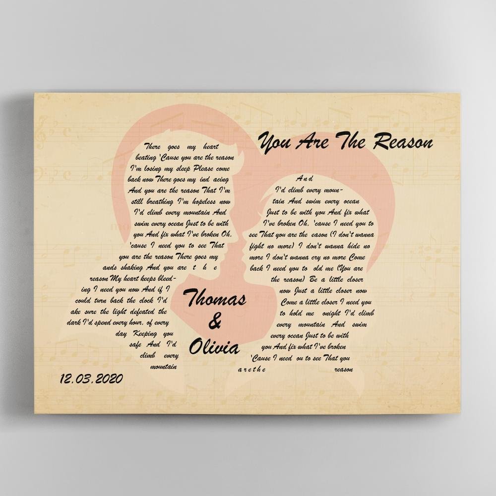 Custom Song Lyric, Personalized Name And Text Canvas