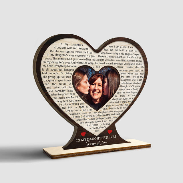 Custom Song Lyric, Personalized Photo, Heart Shape, Wooden Plaque 3 Layers