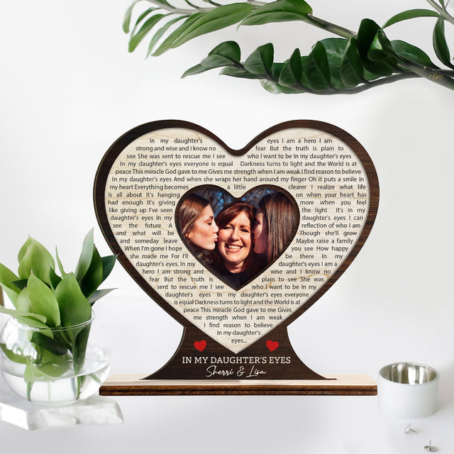 Custom Song Lyric, Personalized Photo, Heart Shape, Wooden Plaque 3 Layers