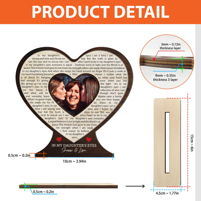 Custom Song Lyric, Personalized Photo, Heart Shape, Wooden Plaque 3 Layers