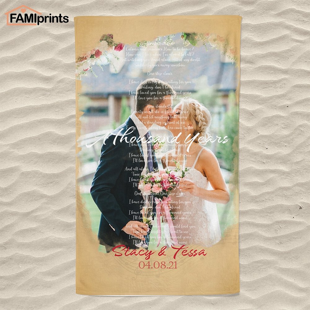 Custom Song Lyrics And Photo, Personalized Text And Song Name Towel