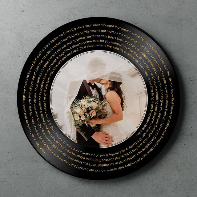 Custom Song Lyrics And Photo, Round Wood Sign