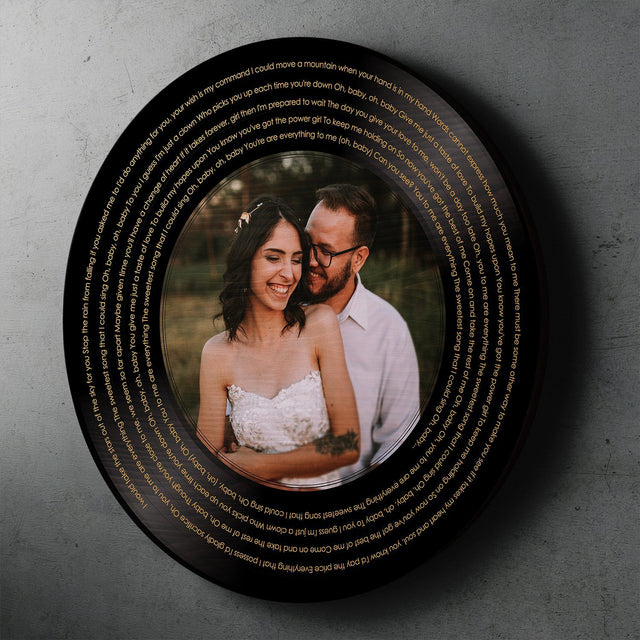 Custom Song Lyrics And Photo, Round Wood Sign