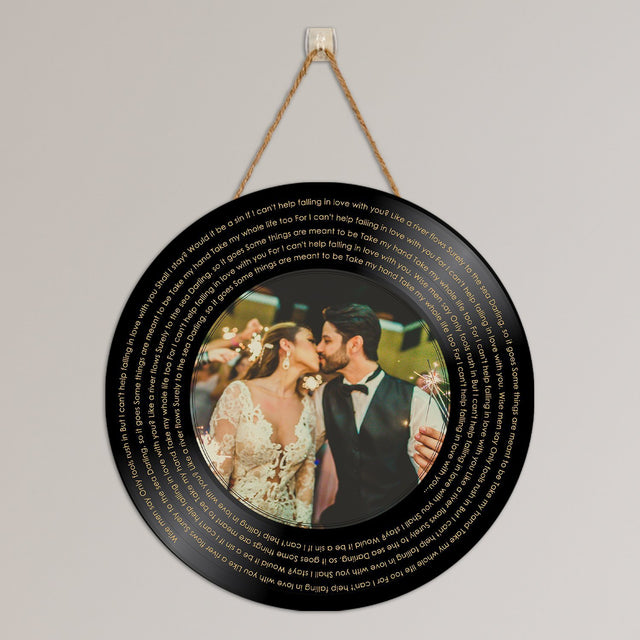 Custom Song Lyrics And Photo, Round Wood Sign