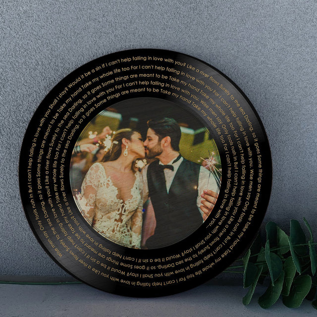 Custom Song Lyrics And Photo, Round Wood Sign