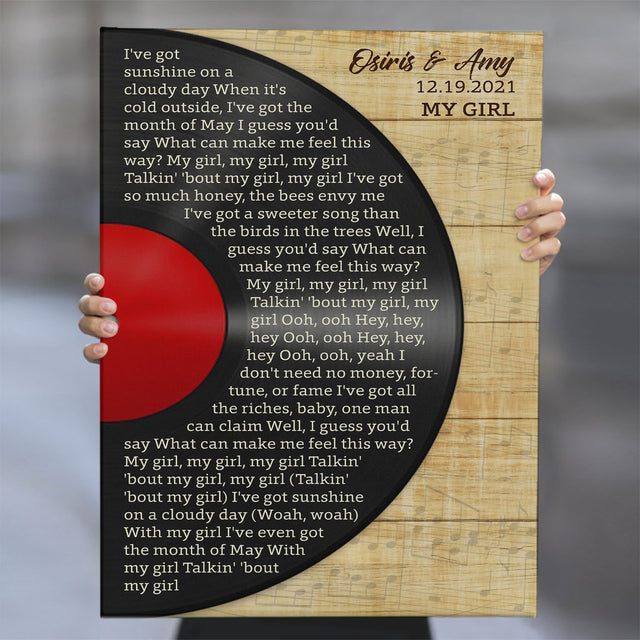 Custom Song Lyrics And Text, Half Vinyl Record, Canvas Wall Art