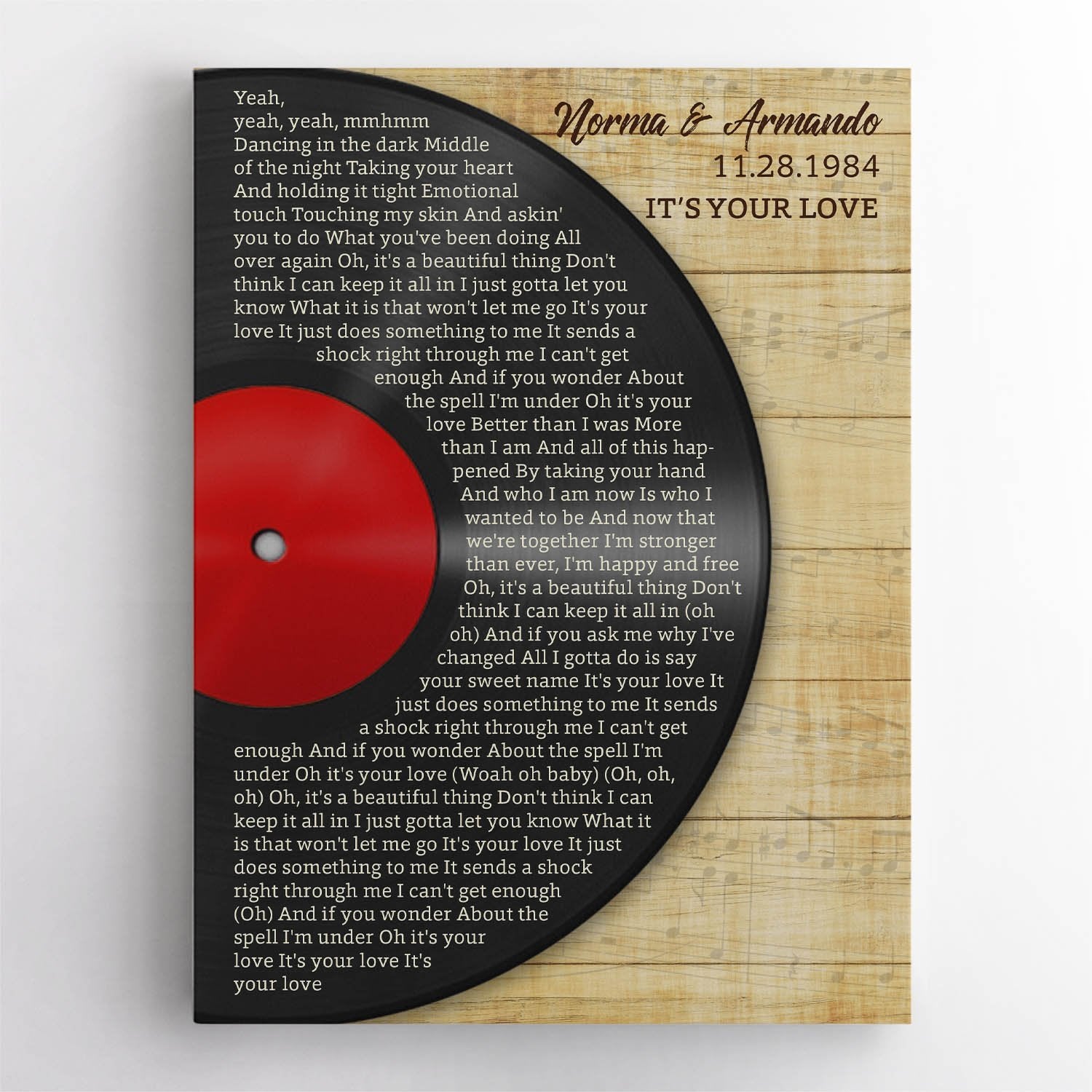 Custom Song Lyrics And Text, Half Vinyl Record, Canvas Wall Art