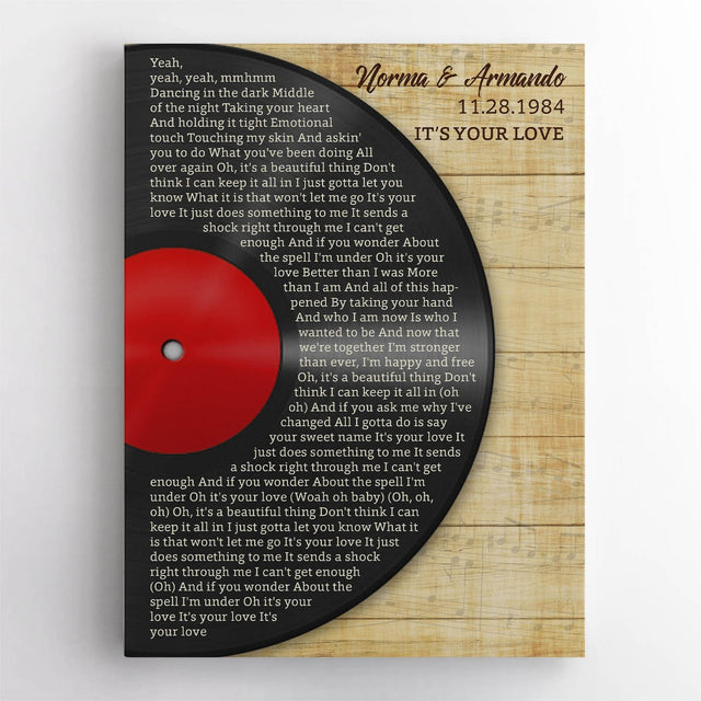 Custom Song Lyrics And Text, Half Vinyl Record, Canvas Wall Art