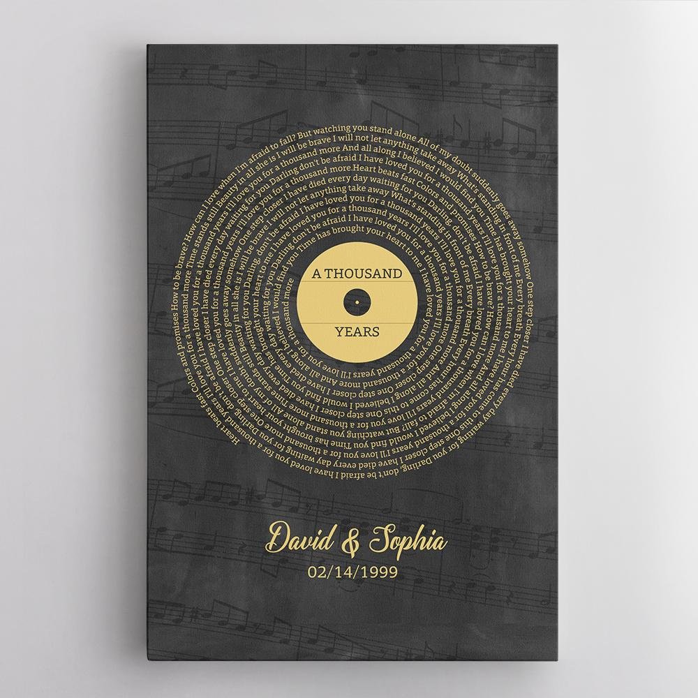 Custom Song Lyrics And Text, Vinyl Record, Canvas Wall Art