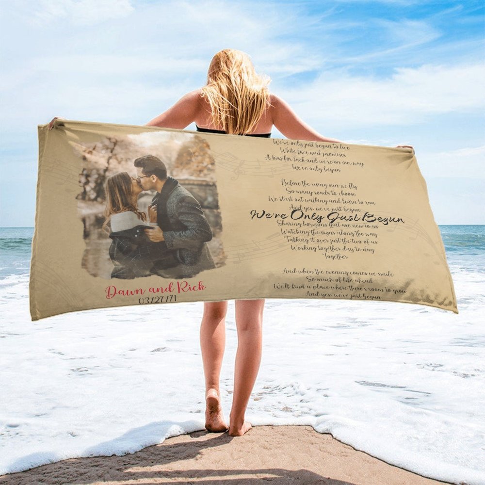 Custom Song Lyrics And Upload Photo, Personalized Text Towel
