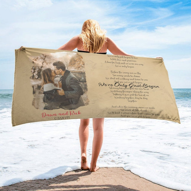 Custom Song Lyrics And Upload Photo, Personalized Text Towel