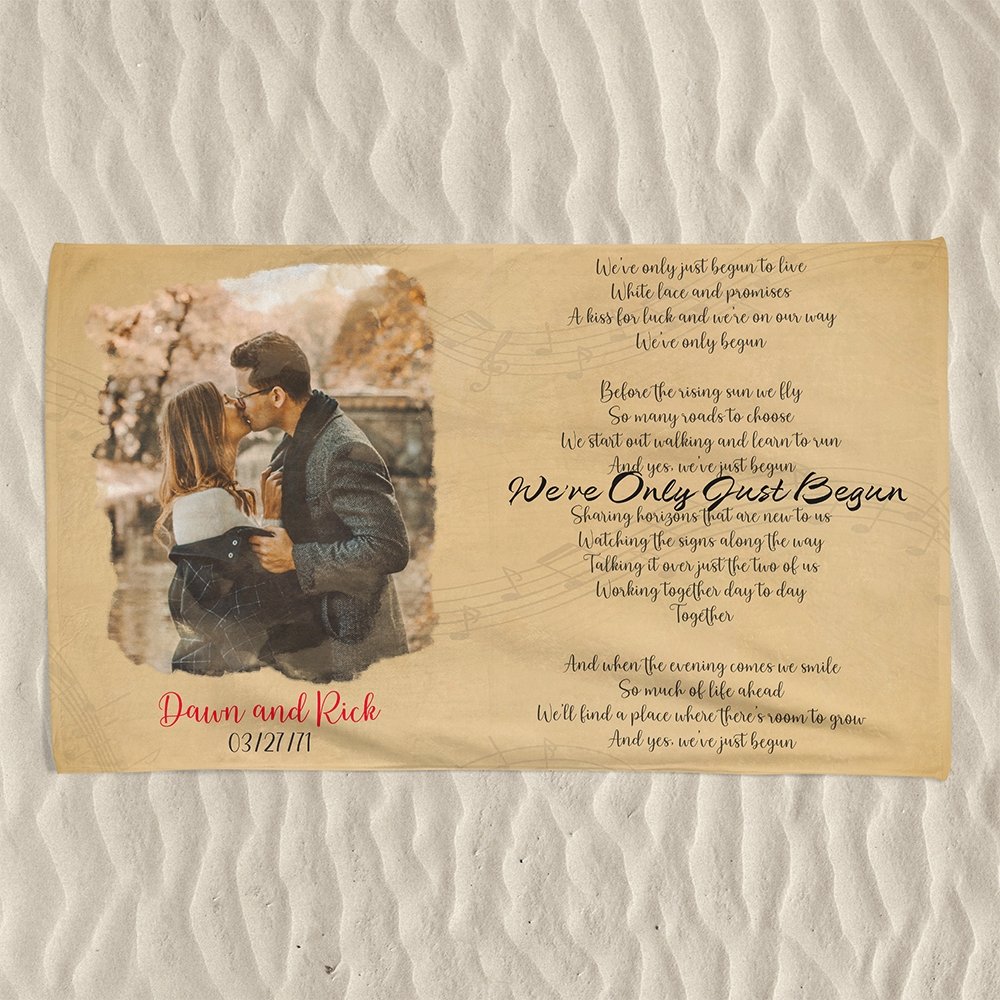 Custom Song Lyrics And Upload Photo, Personalized Text Towel