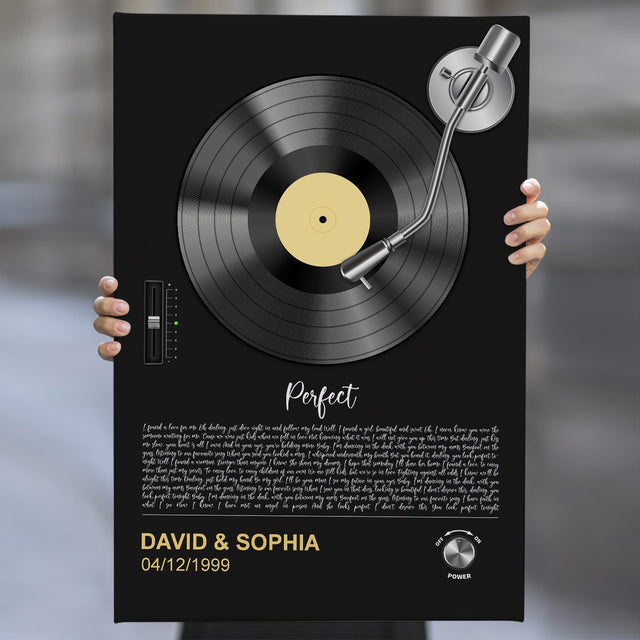Custom Song Lyrics, Black Vinyl Record Art, Canvas