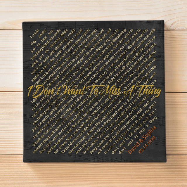 Custom Song Lyrics, Canvas Wall Art, Black Background