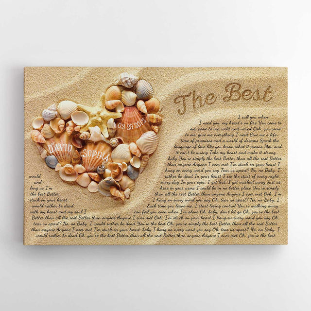 Custom Song Lyrics, Canvas Wall Art, Custom Name and Date, Sand Beach And Ocean