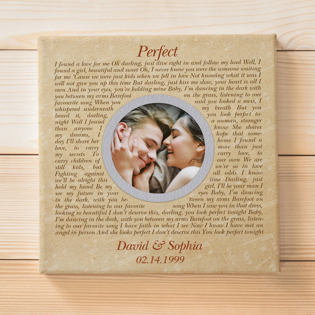 Custom Song Lyrics, Canvas Wall Art, Upload Photo, Gift For Wedding