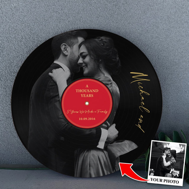 Custom Song Lyrics, Custom Black & White Photo, Personalized Song Name And Text Round Wood Sign
