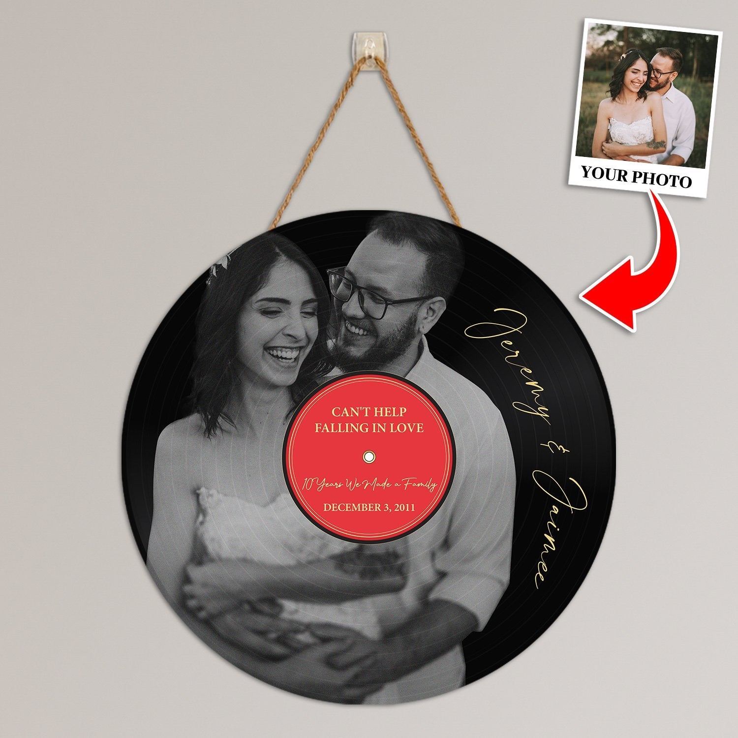 Custom Song Lyrics, Custom Black & White Photo, Personalized Song Name And Text Round Wood Sign