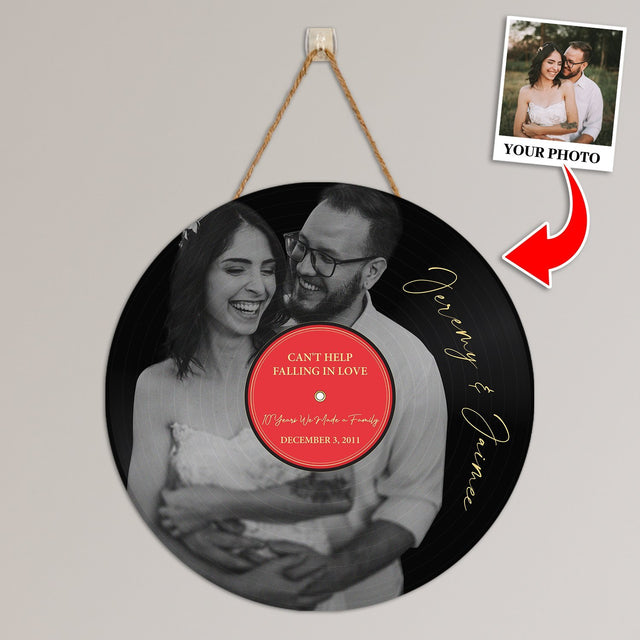 Custom Song Lyrics, Custom Black & White Photo, Personalized Song Name And Text Round Wood Sign