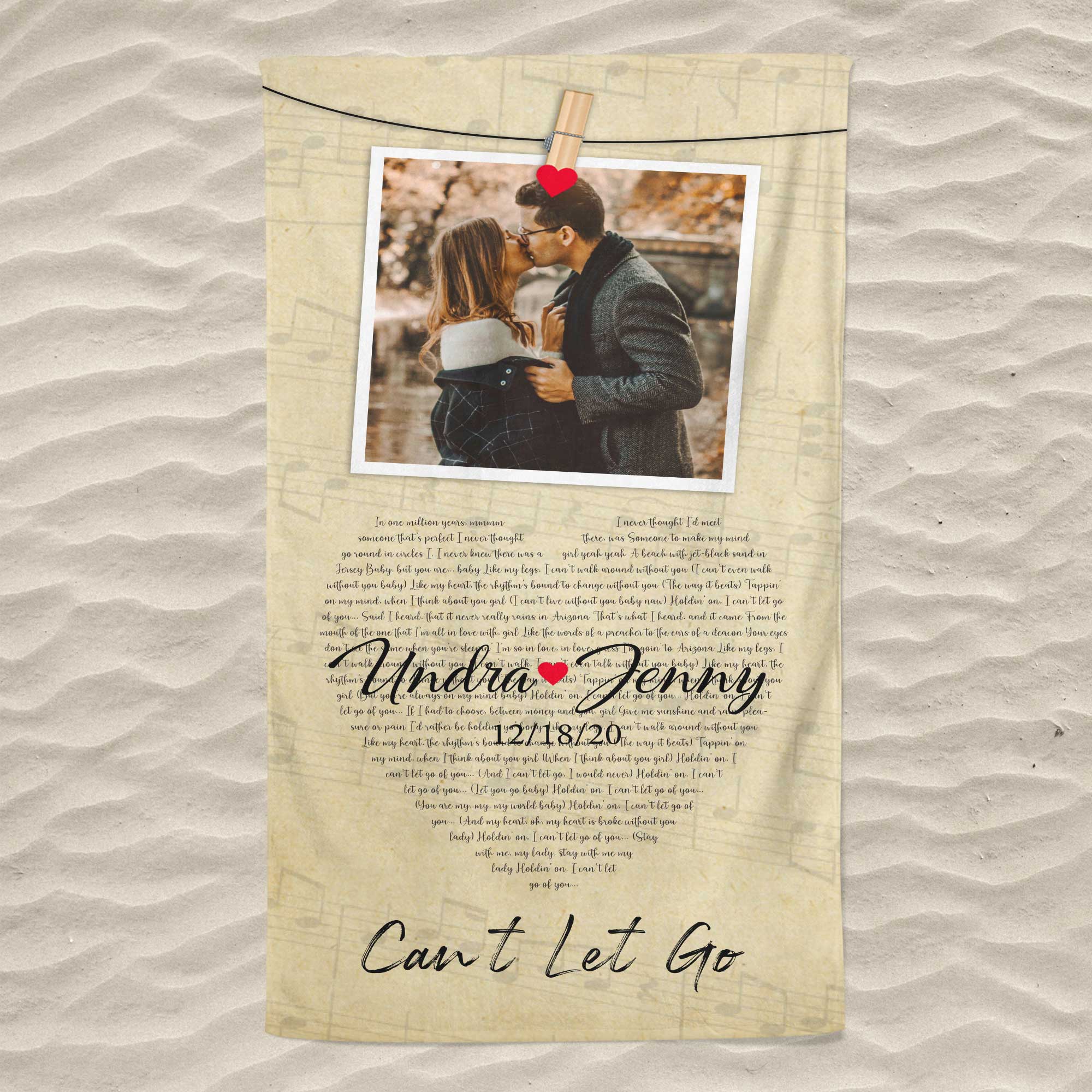 Custom Song Lyrics Custom Photo And Text Towel