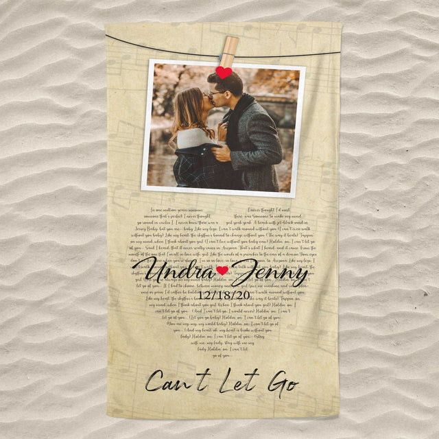 Custom Song Lyrics Custom Photo And Text Towel