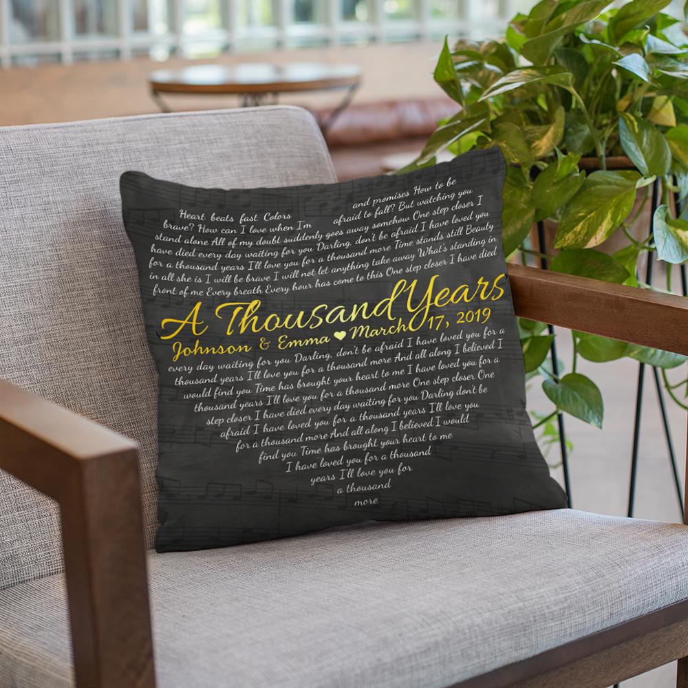 Custom Song Lyrics Heart Shape, Personalized Song Name And Text Black Pillow