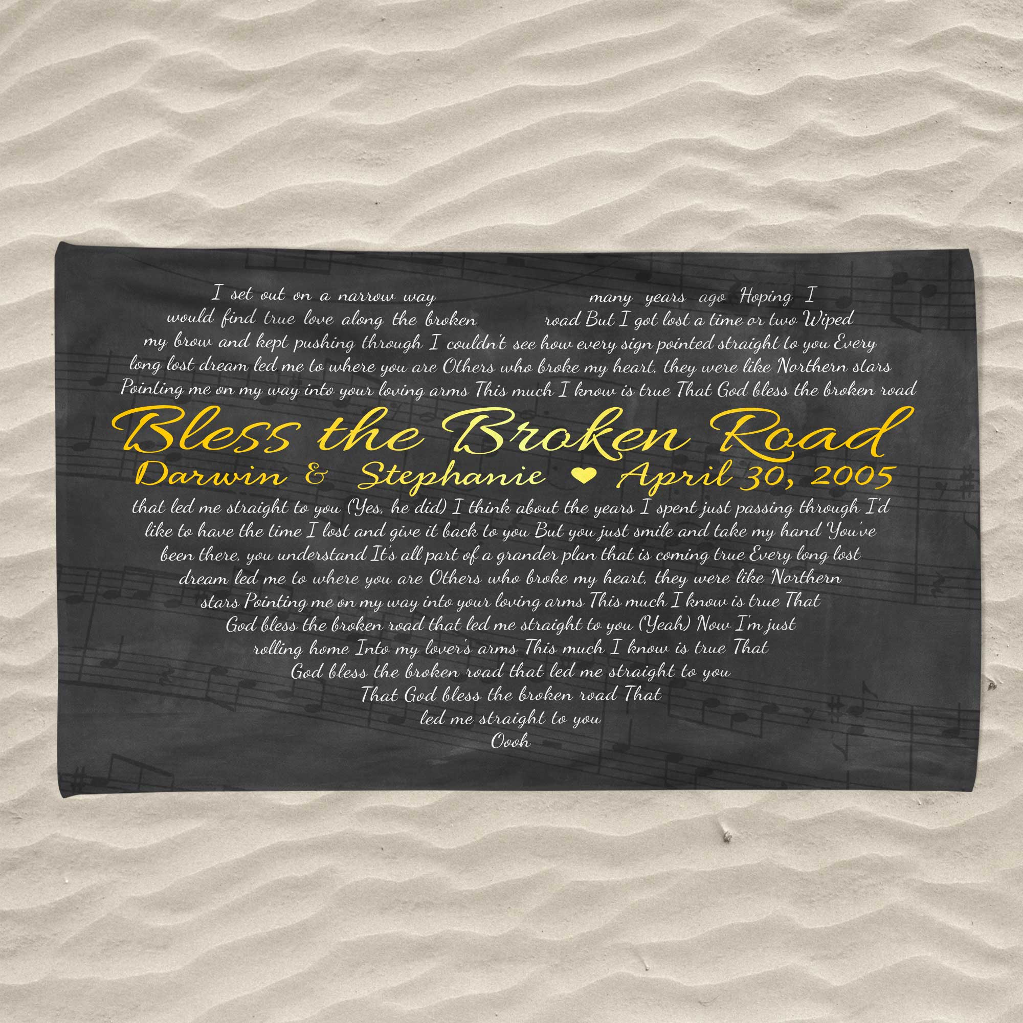 Custom Song Lyrics Heart Shape, Personalized Song Name And Text Towel