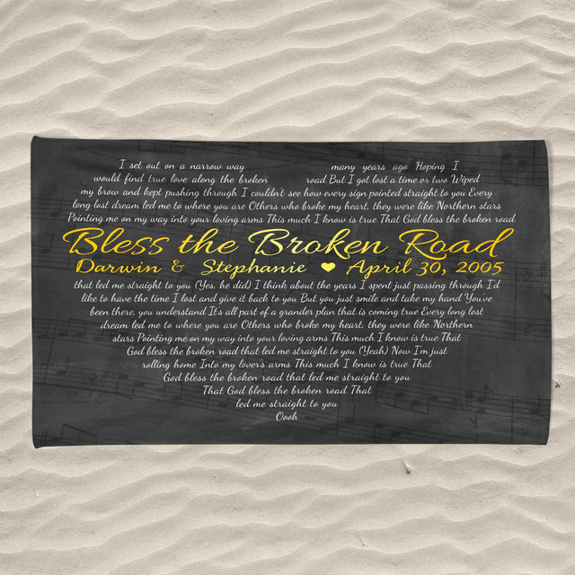 Custom Song Lyrics Heart Shape, Personalized Song Name And Text Towel