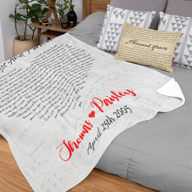 Custom Song Lyrics Heart Shape White Background Blanket