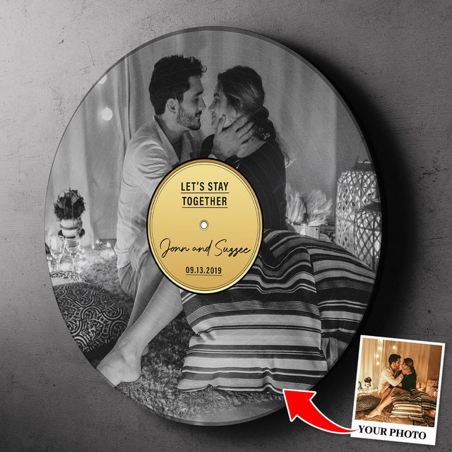 Custom Song Lyrics, Personalized Black & White Photo, Custom Song Name And Text Round Wood Sign