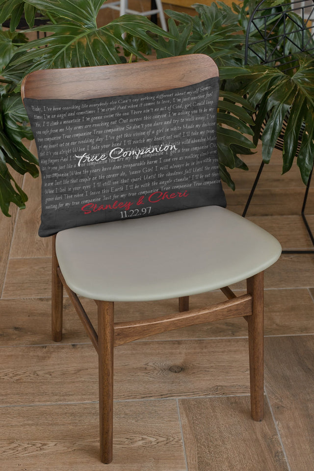 Custom Song Lyrics, Personalized Name And Date Black Background Pillow