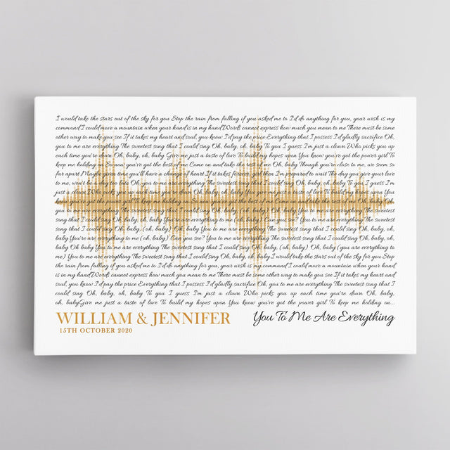 Custom Song Lyrics, Personalized Name And Date, Canvas Wall Art, Gift For Wedding