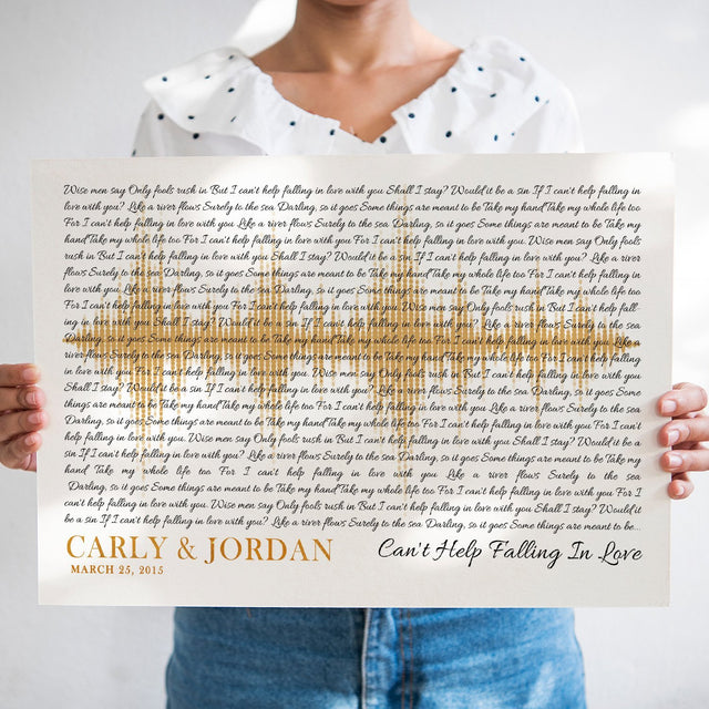 Custom Song Lyrics, Personalized Name And Date, Canvas Wall Art, Gift For Wedding