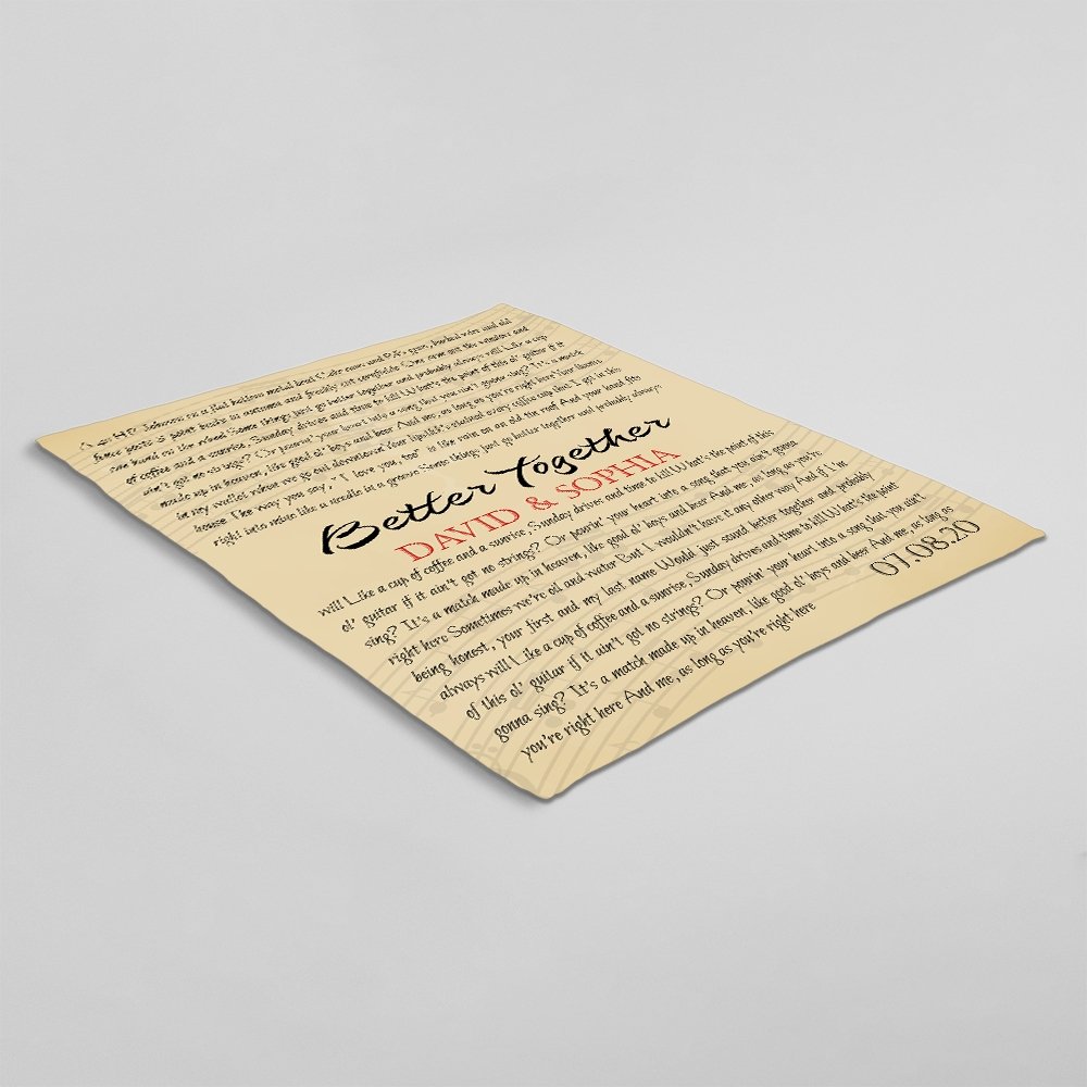 Custom Song Lyrics, Personalized Name And Date, Maize Background Blanket
