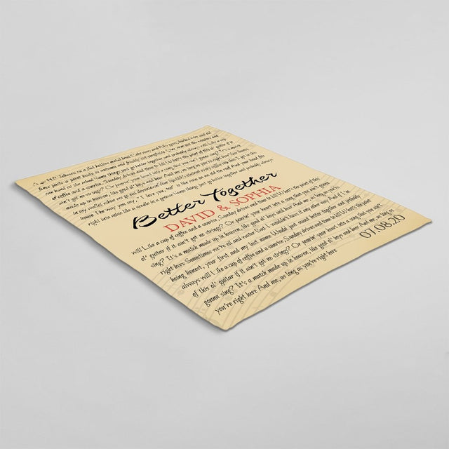 Custom Song Lyrics, Personalized Name And Date, Maize Background Blanket