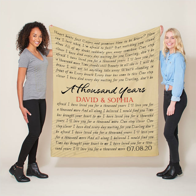 Custom Song Lyrics, Personalized Name And Date, Maize Background Blanket