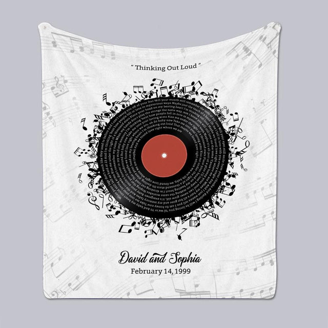 Custom Song Lyrics, Personalized Name And Date, Record Player Blanket