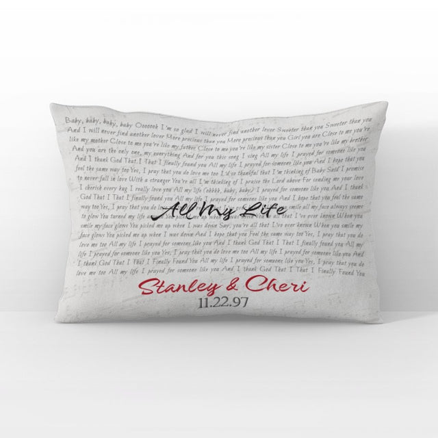 Custom Song Lyrics, Personalized Name And Date White Pillow